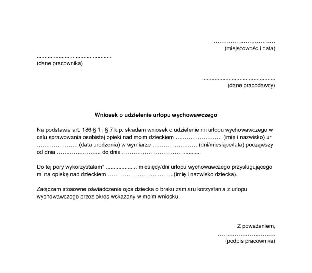 Jak wypełnić wniosek o urlop wychowawczy? 6 kluczowych kroków