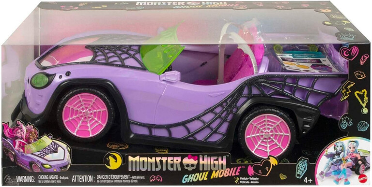 Mattel Auto Monster High Fioletowy kabriolet z pajęczą siecią (1)